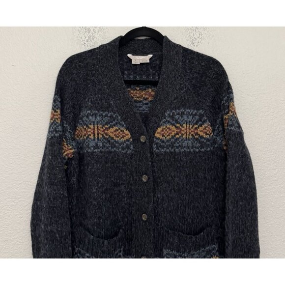 Royal Robbins Sweater Womens Large Wool Blend Cardigan Standard Fit Boho Aztec - Picture 2 of 9